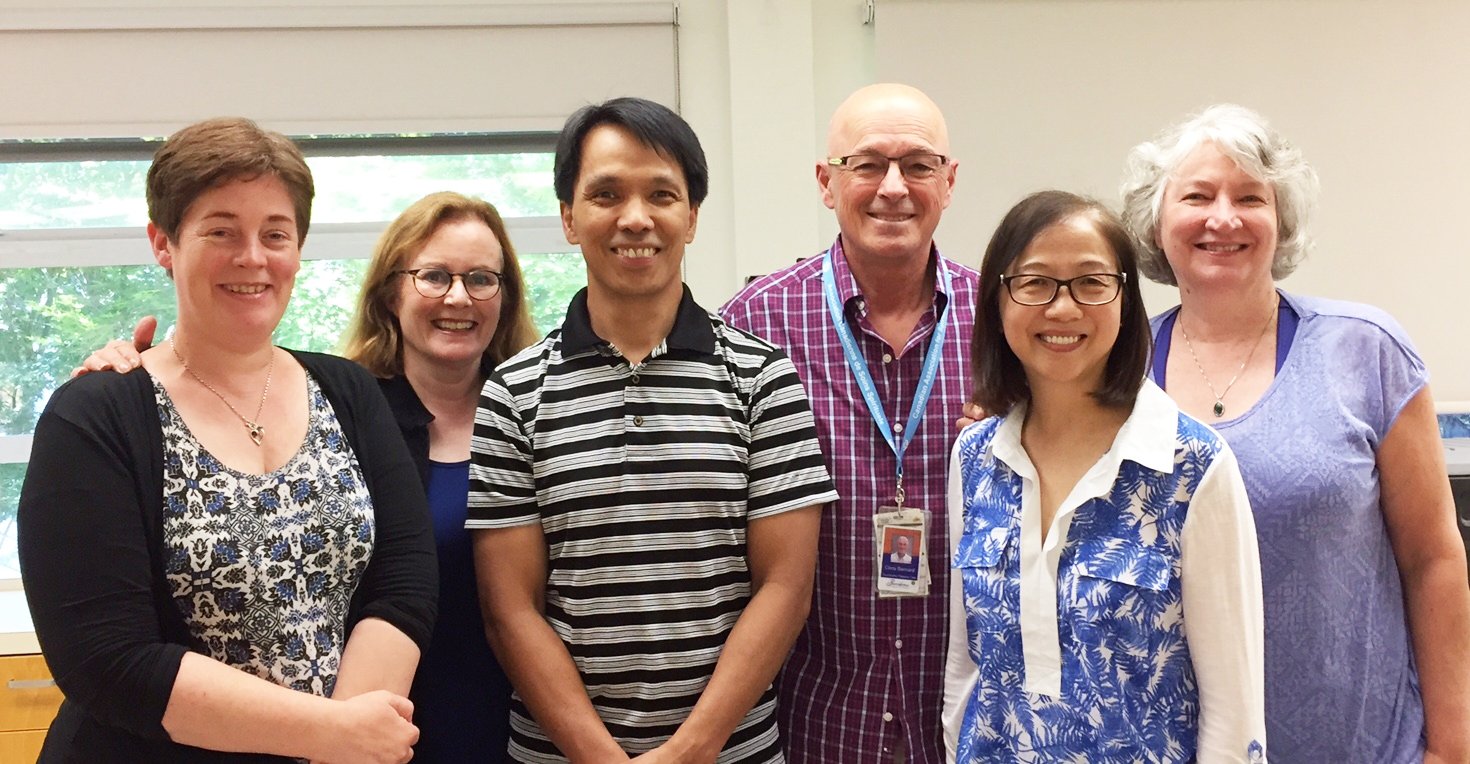 The research team: Karen Pott, BScOT (Hons); Patricia Rodney, RN PhD; Joseph Puyat, PhD, MSc, MA(Psych); Chris Bernard, MDiv; Kit Chan, BScRD; Anne LeClerc, MRSc. Not pictured: Annes Song, RN, MScN