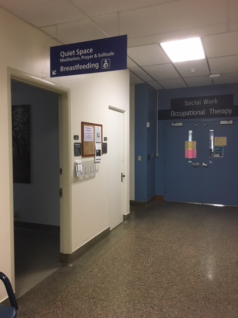 Hallway leading up to room for breastfeeding mothers in St. Paul's Hospital.