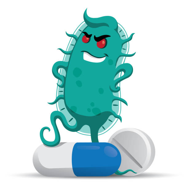 Cartoon graphic of bacteria stomping on an antibiotics.