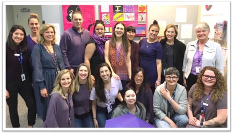 St. Paul's Hospital staff wearing purple for Provincial Eating Disorders Awareness Week