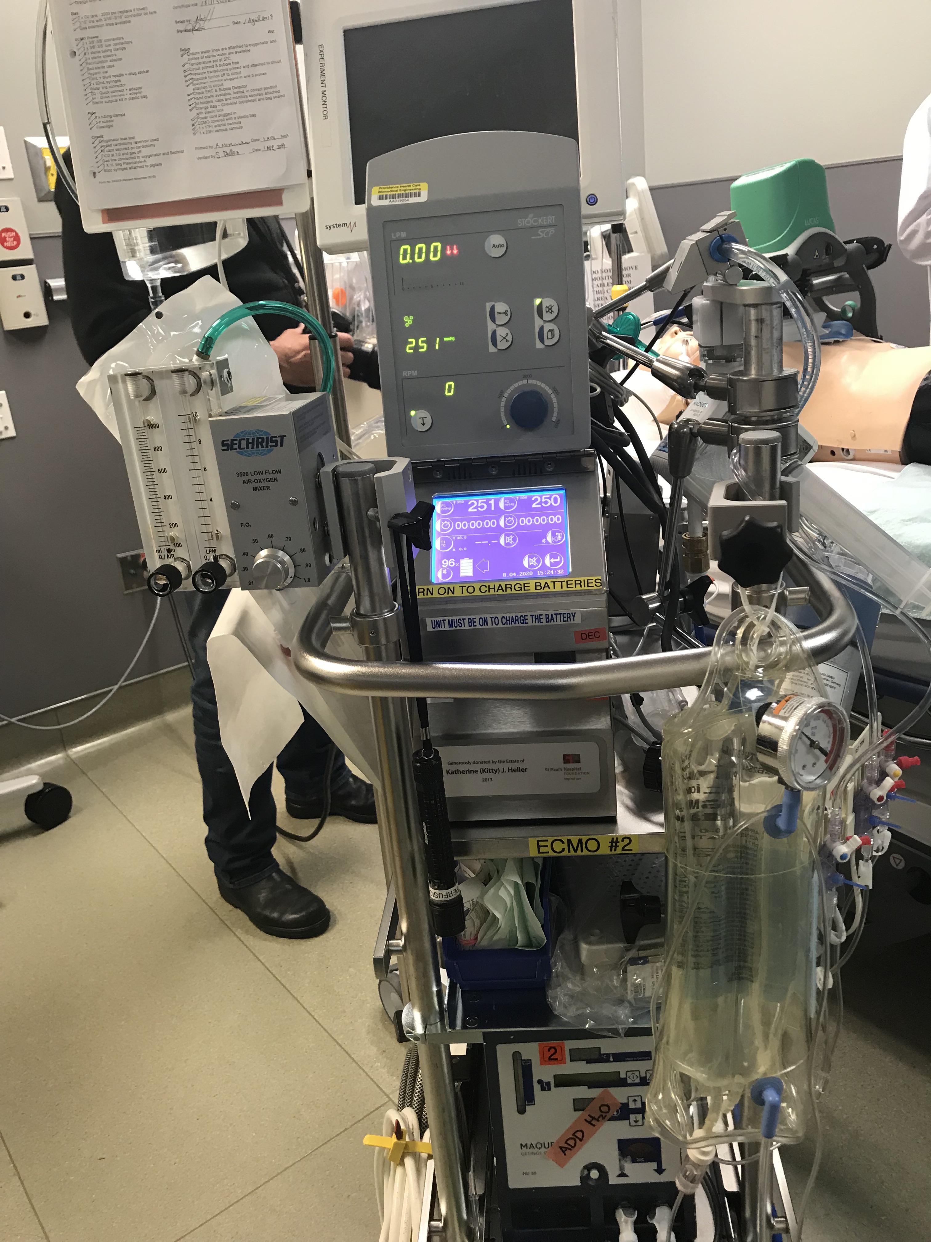 ECMO heart-lung bypass machine and LUCAS are both cardiac equipment used in St. Paul's ER.