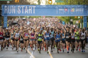 Start line of the 2018 BMO Vancouver Marathon