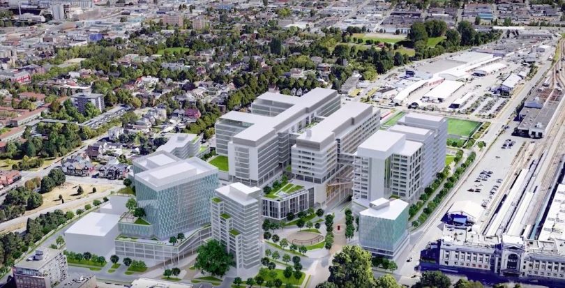 Artistic rendering of the new St. Paul's Hospital and health campus at the False Creek Flats. (IBI Group Architects / Providence Health Care)