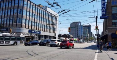One popular theory is that the RBC Royal Bank building at the corner of Granville and West Broadway will one day become a rapid-transit station. (Photo courtesy of the Georgia Straight.)