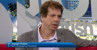 Dr. Joseph Finkler speaking about festival safety on Global News.