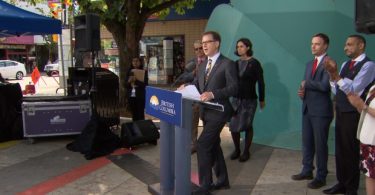 B.C. Health Minister Adrian Dix speaks in Vancouver's West End on Tuesday, June 26. (Photo courtesy of CTV News)