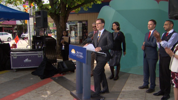 B.C. Health Minister Adrian Dix speaks in Vancouver's West End on Tuesday, June 26. (Photo courtesy of CTV News)