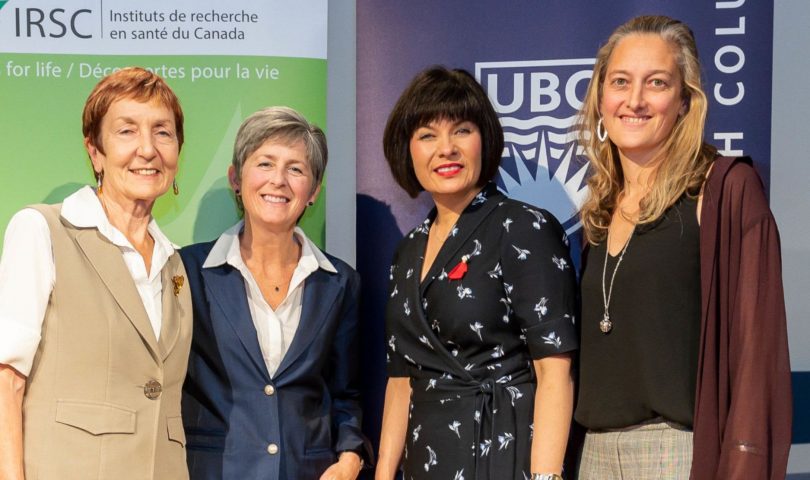 L - R: Dr. Helen Burt, UBC Vice-President Research & Innovation; Dr. Jeannie Shoveller, CGSHE Associate Director & Director of Research, Chair of CIHR Governing Council; Hon. Ginette Pettipas Taylor, federal Minister of Health; Dr. Kate Shannon, CGSHE Executive Director
