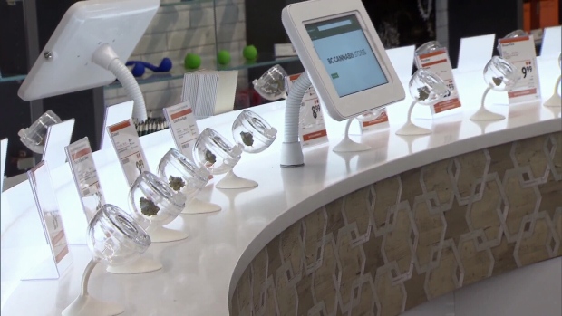 The BC Cannabis Store in Kamloops has been compared to an Apple Store, with its shiny white countertops and touchscreen browsing computers. (Photo courtesy of CTV News)