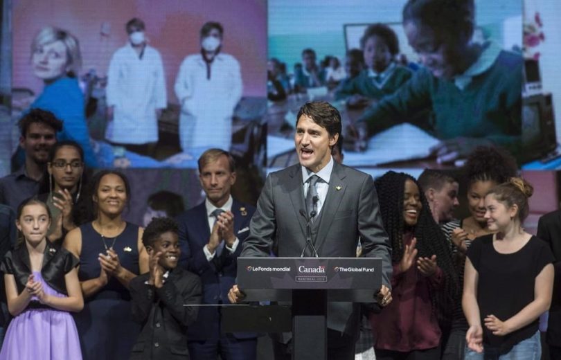 Prime Minister Justin Trudeau addresses the audience during the closing ceremony at the Global Fund conference on Saturday, September 17, 2016 in Montreal. (File photo by The Canadian Press/Paul Chiasson)