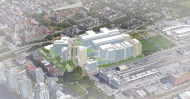 The new St. Paul's hospital and health care campus will be at 1002 Station St and 250-310 Prior St. Rendering IBI Group (Image Credit: Vancouver Courier)