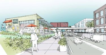 Artistic rendering of the Prior/Venables option for the False Creek Flats Arterial Road. (Credit: City of Vancouver)