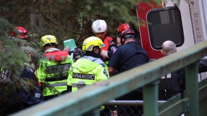 Two people are in hospital - one in critical condition - after a rescue on the Capilano River Saturday afternoon. (Photo credit: CTV)