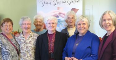 Six Sisters and one associate travelled from western and northern Canada to participate in the recent 165th anniversary celebration of the congregation. From left to right are Lila Rudachyk (SCIC associate) and Sisters Monica Guest,Rita Coumont, Rose Ketchum, Anne Collins, Fay Trombley and Maureen Fowler. (Photo courtesy of Sister Pat Poole, SCIC)