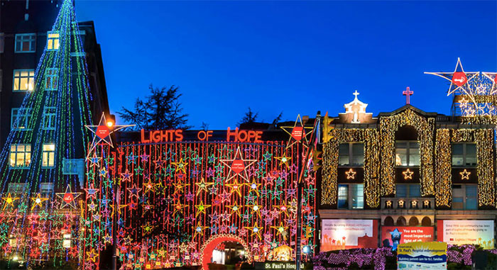St Paul’s Hospital will once again glow bright with thousands of lights for the 22nd annual Lights of Hope display. (Photo credit: Vancouver Is Awesome)