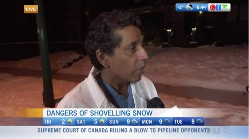 Dr. Krishnan Ramanathan, St. Paul's cardiologist, explains the dangers of shovelling snow on CTV News.