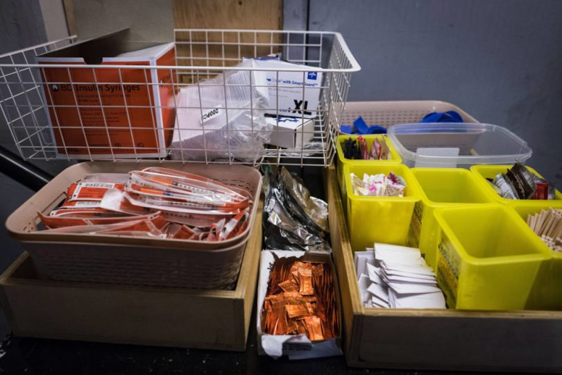 Supplies like clean needles are available at the Overdose Prevention Society’s safe-injection site. (Photo credit: Vernon Morning Star)