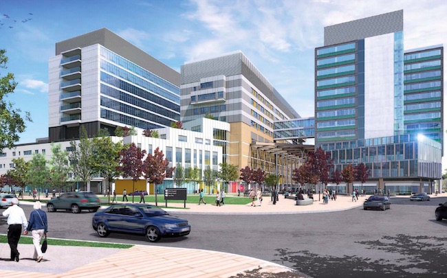 A rendering of the new hospital, expected to open in late 2026 in Vancouver. Further details on the construction timeline are expected to be available later this month. (Photo credit: On-Site Magazine)