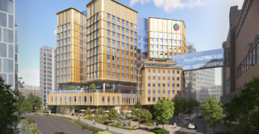 The Clinical Support & Research Centre will connect to the new St. Paul’s Hospital (right) via a two-storey skybridge.