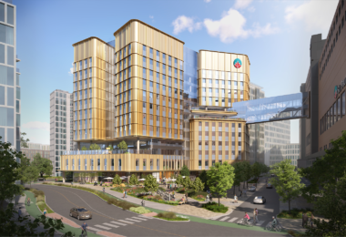 The Clinical Support & Research Centre will connect to the new St. Paul’s Hospital (right) via a two-storey skybridge.